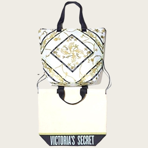 NWT Victoria's Secret 3 PC Tote, Cooler Tote & Rolled picnic Blanket With Handle - Picture 8 of 16